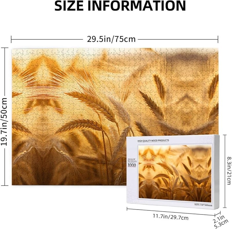 Phayah 1000 قطعة لغز القمح للبالغين ديكور المنزل 29.5 × 19.7 بوصة - Image 3